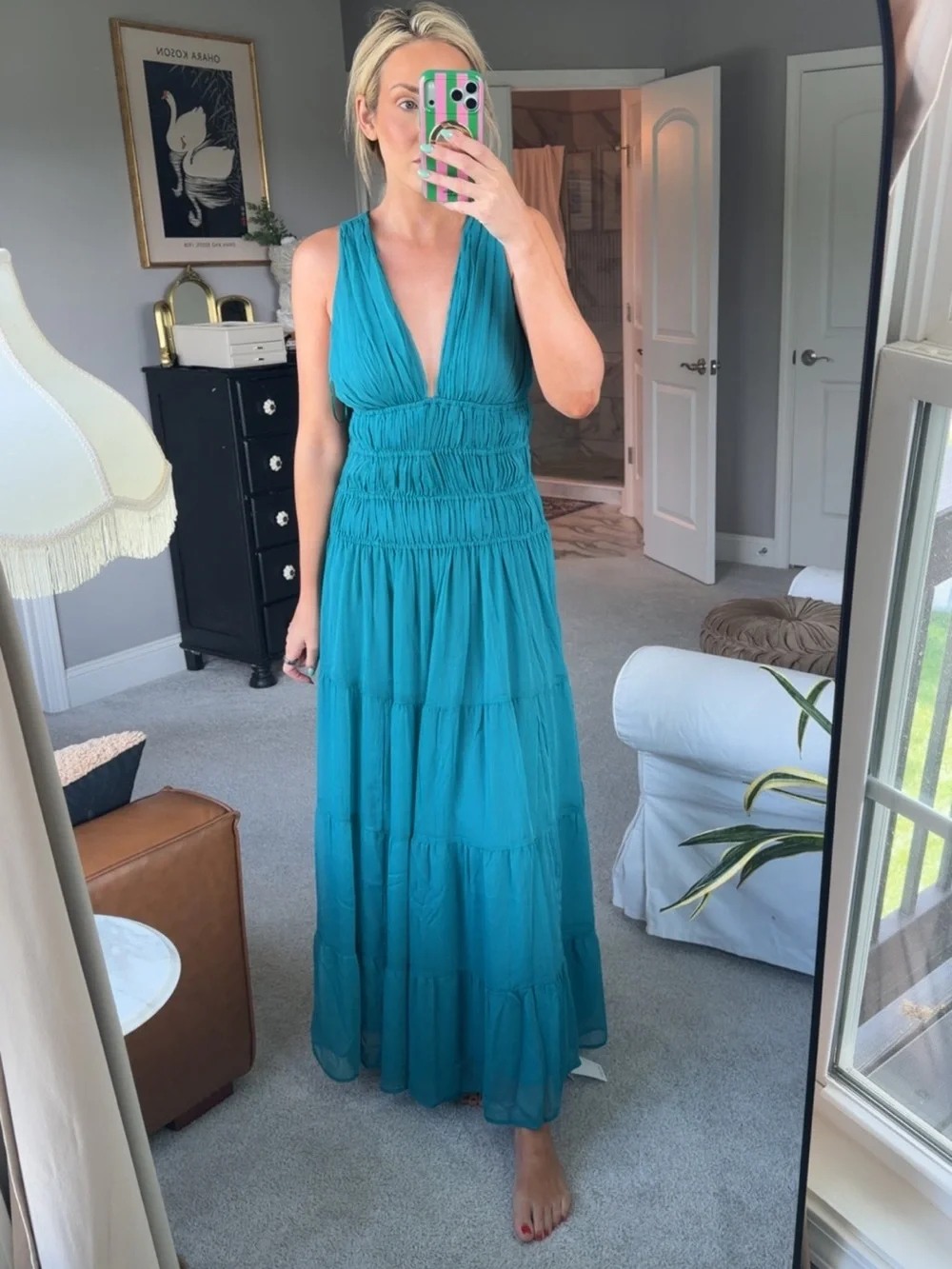 Abercrombie Bra-Free Ruched Flowy Maxi Dress